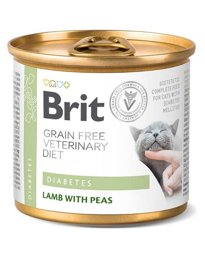 BRIT Veterinary Diet Diabetes Lamb&Pea hrana pisici cu diabet 12x200 g