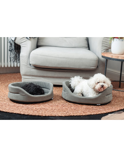 FERA Pat oval cu perna pentru caini, gri, Marime S: 53 x 44 x 16