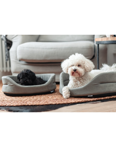 FERA Pat oval cu perna pentru caini, gri, Marime S: 53 x 44 x 16