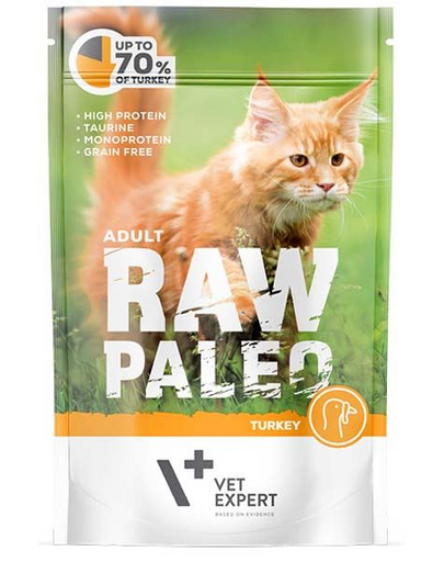 VETEXPERT RAW PALEO Cat Adult cu carne de curcan 100 g