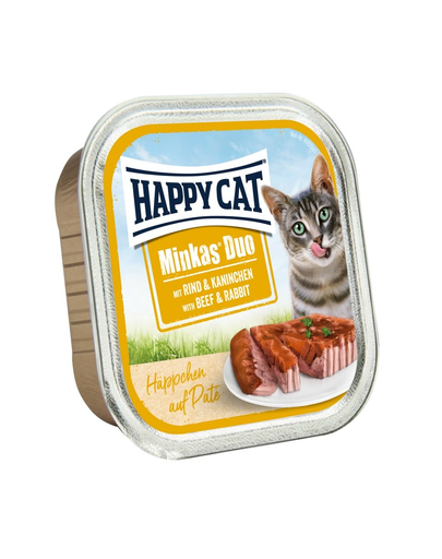 HAPPY CAT Duo pate vită și iepure 100 g