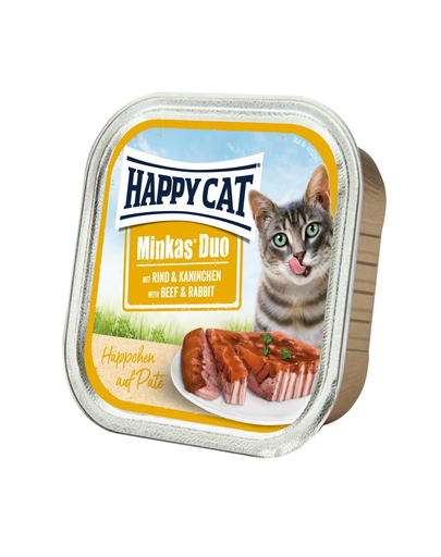 HAPPY CAT Duo pate vită și iepure 100 g