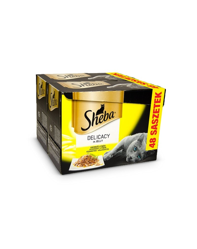 SHEBA Delicacy in Jelly 48x85 g plic hrana umeda pisici adulte, mix cu carne de pasari