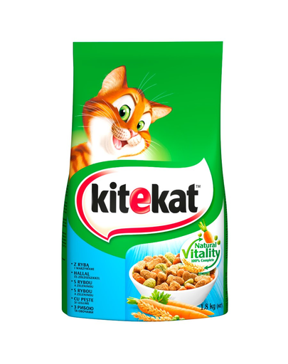 KITEKAT Hrana uscata pentru pisici adulte, cu peste alb 1,8kg