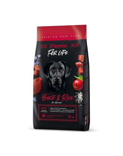 FITMIN Dog For Life Beef & Rice 12 kg hrana caini cu vita si orez