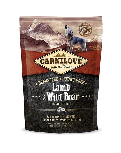 CARNILOVE Lamb & Wild Boar For Adult 1,5 kg Hrana uscata caini, cu miel si mistret