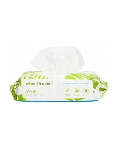 EARTH RATED Servetele pentru caini si pisici, fara parfum si compostabile 100 buc