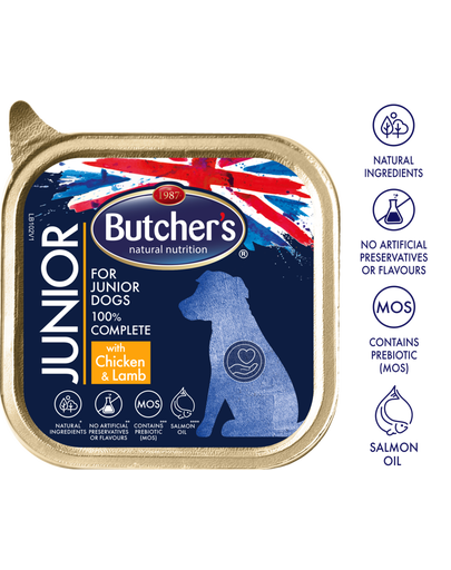 BUTCHER'S Functional Dog Junior pate caini adulti, cu pui și miel 150 gr