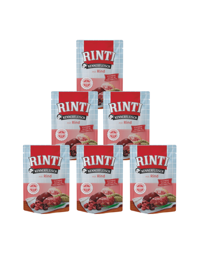 RINTI Kennerfleisch Beef 400 g 5+1 GRATIS hrana plic cu vita pentru caini