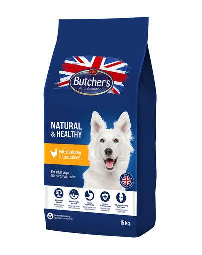 BUTCHER'S Natural&Healthy mancare uscata pentru caini, cu pui 15 kg