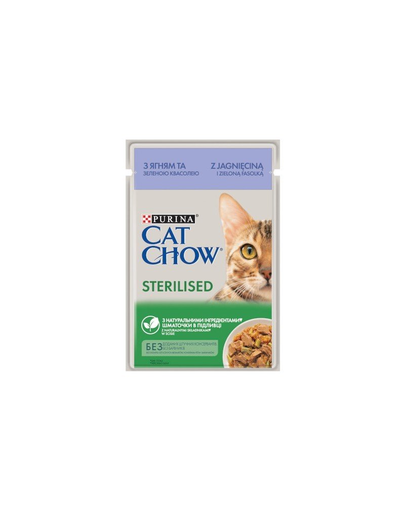 CAT CHOW Sterilised Plic hrana pisici sterilizate, cu miel si fasole verde 85 g