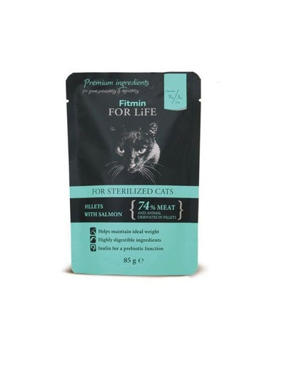 FITMIN For Life For Sterilized Cats Salmon 85g Hrana umeda pisici sterilizate, cu somon in sos