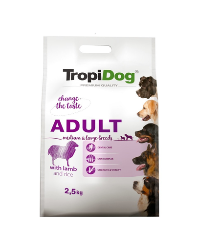 TROPIDOG Premium Adult S miel si orez 2,5 kg hrana uscata pentru caini de rasa mica