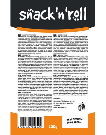 SNACK & ROLL - Kebab de  pui pentru câini - 200 g