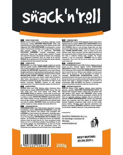 SNACK & ROLL Chicken Strips fâșii cu pui 200 g