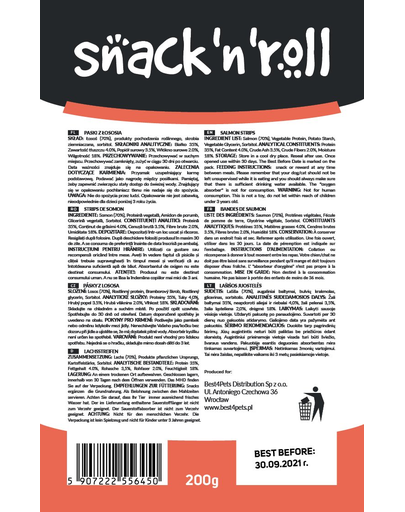 SNACK & ROLL Salmon Strips fâșii cu somon 200 g