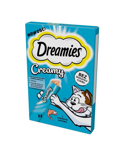 DREAMIES Creamy Snack Salmon recompensa cu somon, pisica 4x10g