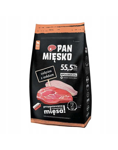 PAN MIĘSKO Hrana uscata caini adulti talie medie, cu vitel si curcan 20 kg