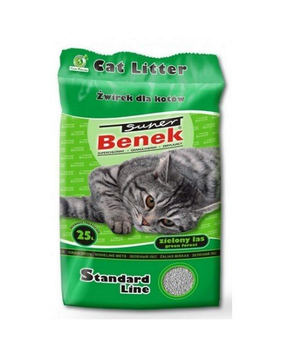 BENEK Super Standard Green Forest nisip pentru litiera, miros de pin 25 L