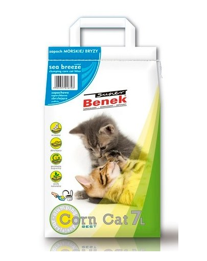 BENEK Super Corn Cat Asternut pentru litiera, cu miros briza de mare14 l