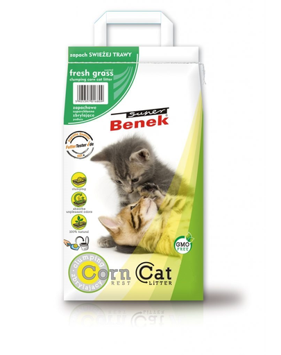 BENEK Super Corn Cat Asternut pentru litiera, cu miros de iarba proaspata 14 l