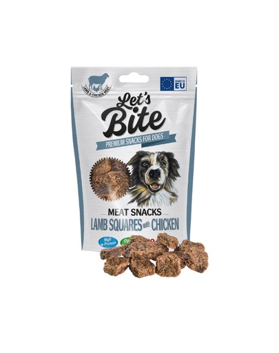 BRIT Let’s Bite Meat Snacks squares 80g cuburi recompensa caini cu miel si pui