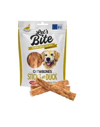 BRIT Let’s Bite Chewbones sticks 120g batoane de mestecat pentru caini, cu rata
