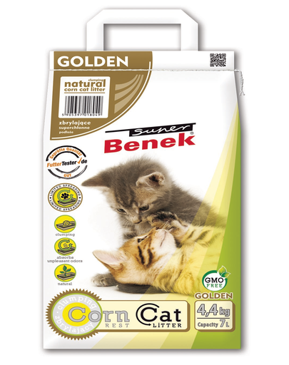 BENEK Super Corn Cat Golden 7 l  Asternut igienic din porumb pentru litiera 4,4 kg