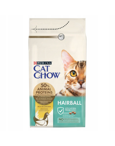 PURINA CAT CHOW Hairball Control hrană pisici, cu pui 1,5 kg