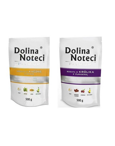 DOLINA NOTECI Premium hrana umeda caini adulti SET rata cu dovleac si iepure cu merisoare 500 g x 10 buc.
