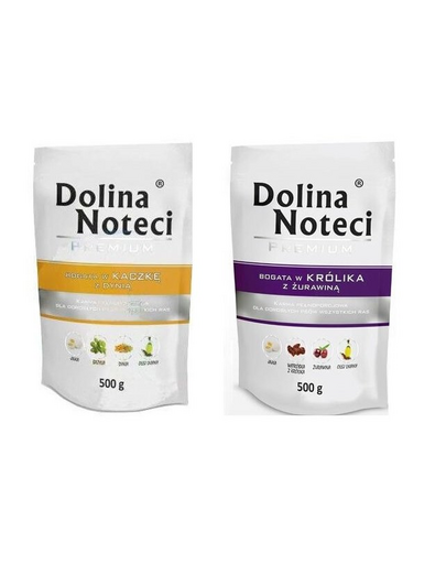 DOLINA NOTECI Premium hrana umeda caini adulti SET rata cu dovleac si iepure cu merisoare 500 g x 10 buc.