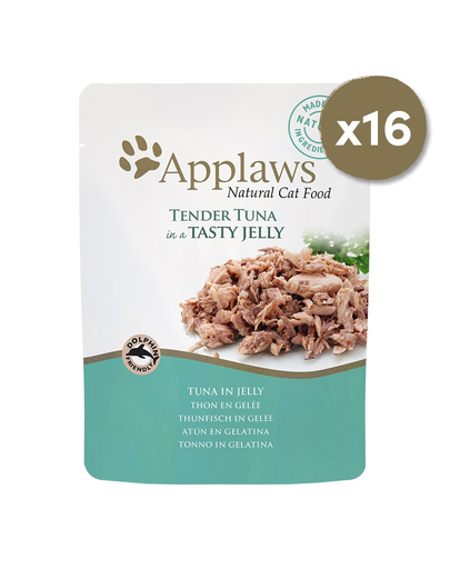APPLAWS Cat Pouch hrana umeda pentru pisici, cu ton in jeleu 16 x 70 g