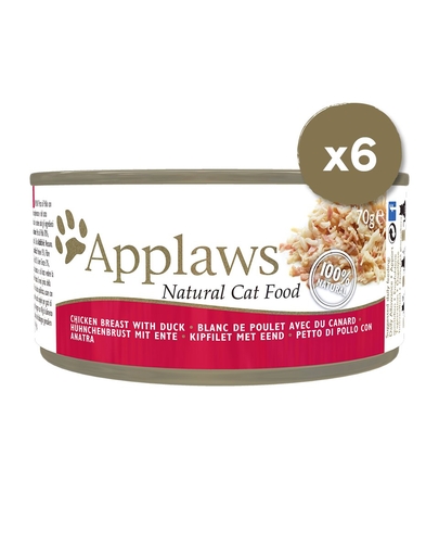 APPLAWS Hrana umeda pentru pisici, cu piept de pui si rata, 6 x 70 g