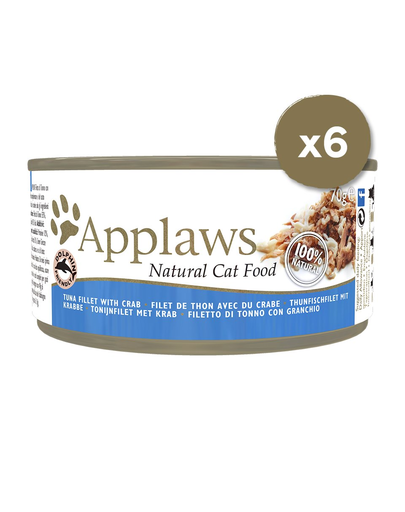 APPLAWS hrana umeda fara cereale pentru pisici, cu ton si creveti, 6 x 70g