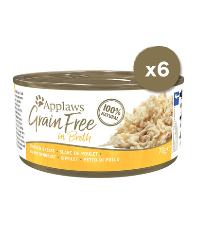 APPLAWS Cat Grain Free hrana umeda pentru pisici, pui in bulion 6 x 70 g