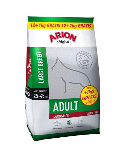 ARION Original Adult Large Lamb&Rise 12kg+1kg hrana caini adulti talie mare, cu miel