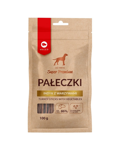 MACED Super Premium Batoane moi pentru caini, cu curcan si legume 100 g