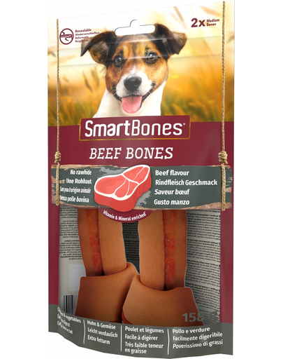 SmartBones Beef Medium recompensă pentru câini de talie medie, carne de vită 2 buc.