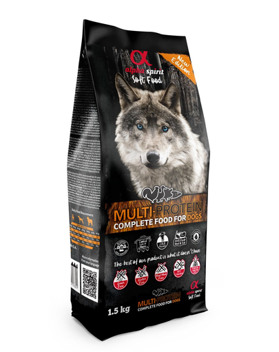 ALPHA SPIRIT Hrana uscata si moale caine, Multiprotein 1,5 kg