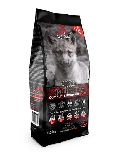 ALPHA SPIRIT Hrana uscata si moale pentru catelusi 1,5 kg