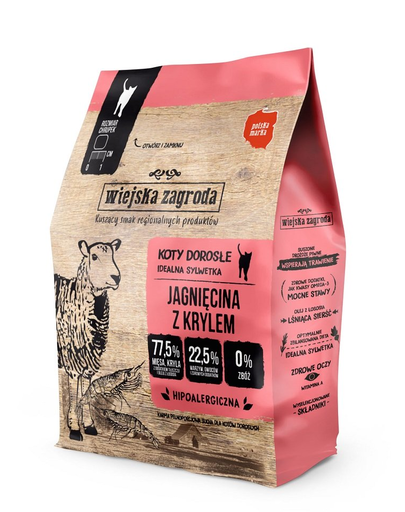 WIEJSKA ZAGRODA Hrana uscata pentru pisici, cu miel si krill 400g