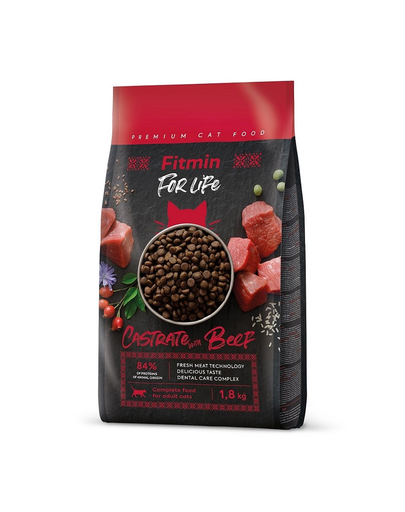 FITMIN Cat For Life Castrate Beef 1,8 kg hrana pisica sterilizata, cu vita