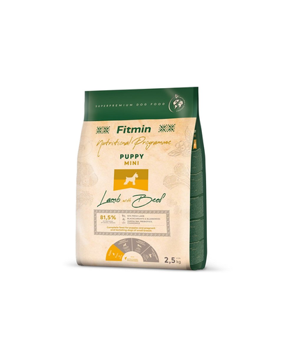 FITMIN Dog Mini Puppy Lamb&Beef 2,5 kg Hrana uscata catei talie mica, cu miel si vita