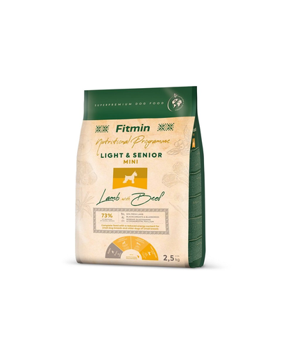 FITMIN Dog Nutritional Programme Mini Light Senior Lamb&Beef 2,5 kg Hrana uscata caini seniori de talie mica, cu miel si vita