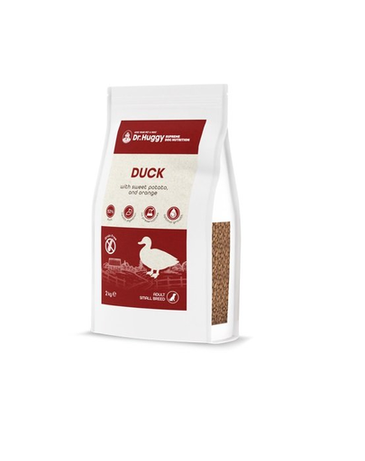 DR HUGGY Supreme Dog Nutrition Hrana pentru caini, cu rata, igname si rosii 2kg