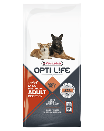 VERSELE-LAGA Opti Life Adult Digestion Medium&Maxi hrana uscata pentru caini de talie medie/mare cu sensibilitati 12,5 kg