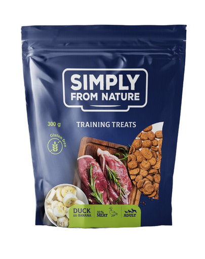 SIMPLY FROM NATURE Recompense pentru dresajul cainilor, rata si banane 300 g