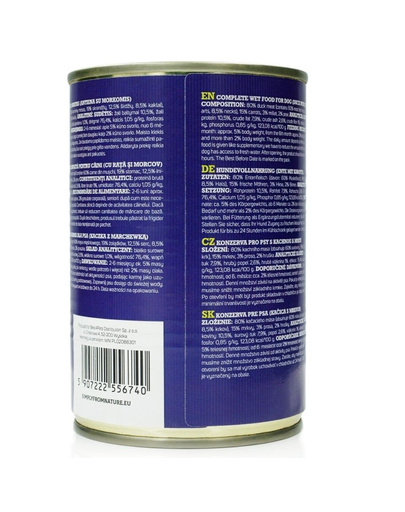 SIMPLY FROM NATURE Hrana umeda pentru caini, cu rata si morcov 400 g