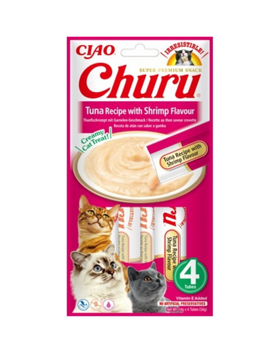 INABA Churu Tuna with shrimp 4x14g piure din ton si creveti pentru pisica