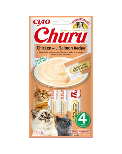 INABA Churu Chicken with salmon 4x14g piure pui si somon pentru pisica